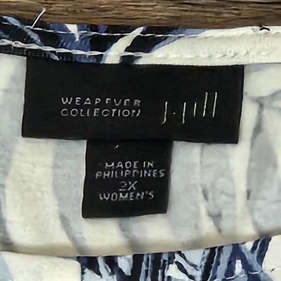 J. Jill Wearever Tropical Frond Print Tunic Top Rayon Blend 2X Packable - Picture 2 of 13